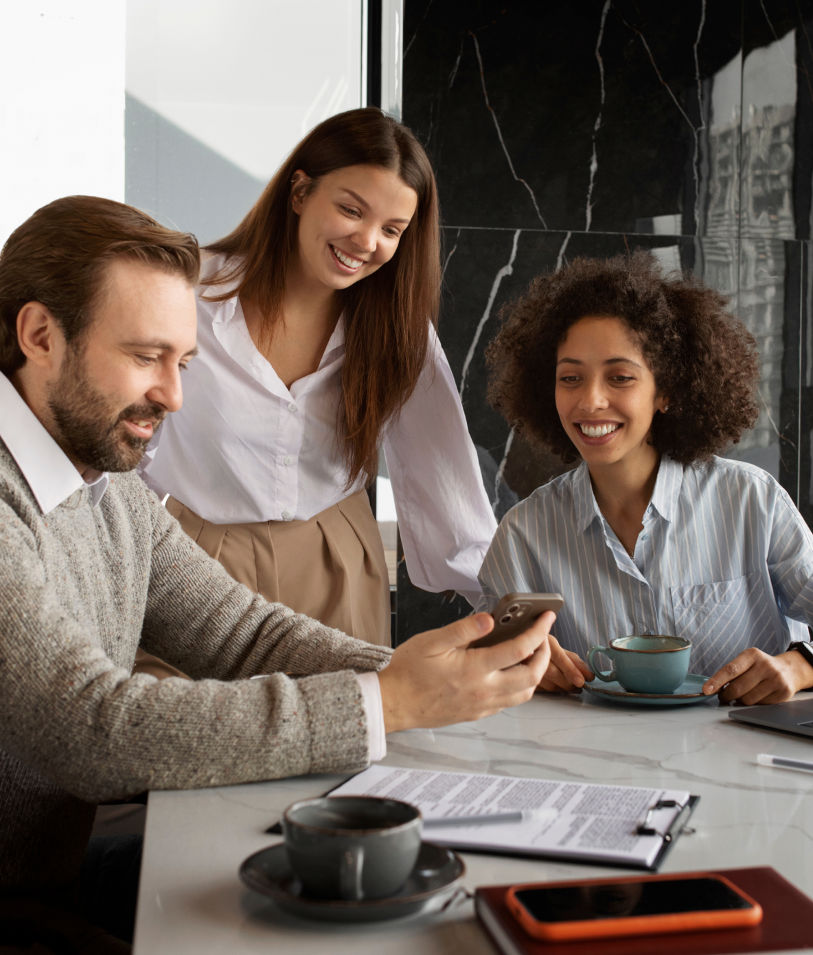 three business partners working