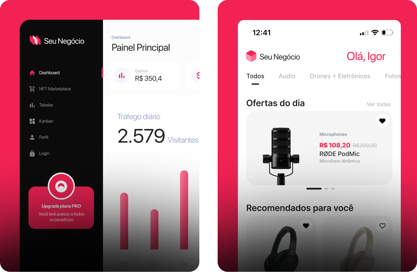 2 phones displaying platforms