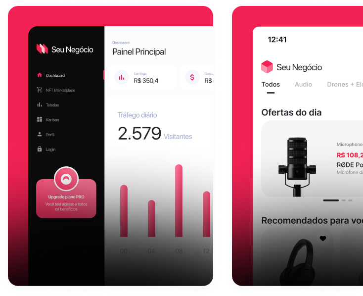 2 phones displaying platforms